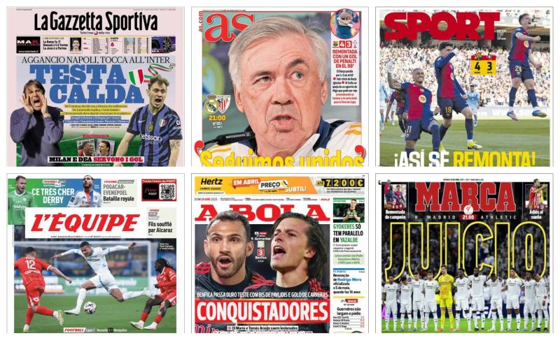 أبرز عناوين أغلفة الصحف الرياضية العالمية: “ريال مدريد×أتلتيك بلباو.. المحاكمة والدوري”