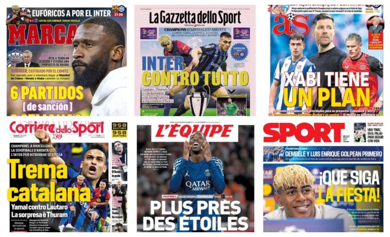 أبرز عناوين أغلفة الصحف العالمية: “يستضيف برشلونة انتر ميلان بذهاب نصف نهائي دوري الأبطال”